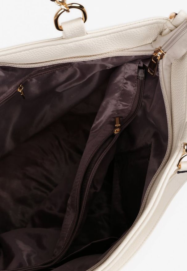 Renee - Biała Torebka Typu Shopper z Ozdobnymi Rączkami i Paskiem na Ramię Idaloriela. Kolor: biały. Styl: elegancki, casual. Rodzaj torebki: na ramię