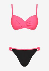 Renee - Ciemnoróżowe Bikini Majtki Figi i Biustonosz z Marszczeniem Sepiana. Kolor: różowy #3