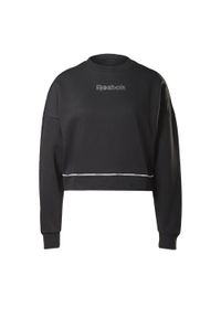 Bluza Reebok Piping Crewneck, Kobiety. Kolor: czarny. Materiał: materiał, bawełna