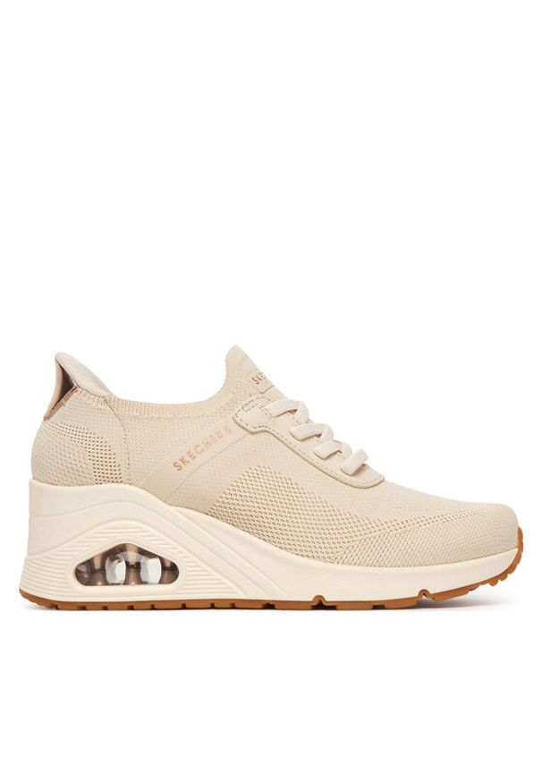 skechers - Skechers Sneakersy Uno Wedge 177531/OFWT Beżowy. Kolor: beżowy. Materiał: skóra