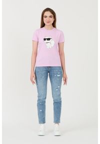 Karl Lagerfeld - KARL LAGERFELD Lawendowy t-shirt Ikonik 2.0 Choupette. Kolor: fioletowy #4