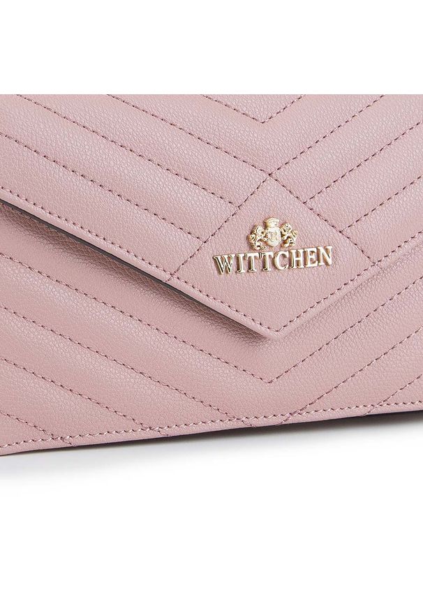 Wittchen - Damska listonoszka z trójkątną klapą. Kolor: różowy. Wzór: geometria. Materiał: skórzane. Styl: klasyczny