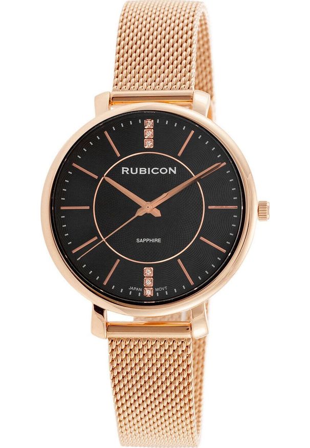 Zegarek Rubicon Zegarek Rubicon RNBE51 damski różowe złoto czarny .. Kolor: różowy, złoty, wielokolorowy, czarny