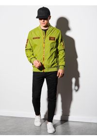 Ombre Clothing - Kurtka męska przejściowa C485 - zielona - XL. Kolor: zielony. Materiał: poliester #8