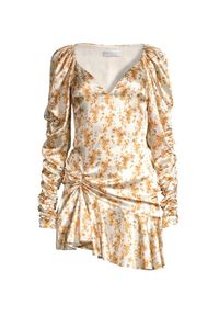 CAROLINE CONSTAS - Jedwabna sukienka z marszczeniem. Kolor: beżowy. Materiał: jedwab #5