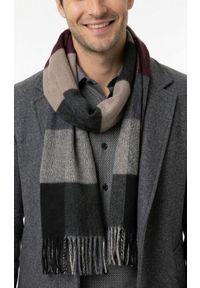 V. Fraas - Szalik Szaro-Bordowy z Frędzlami, Miękki w Kratkę, Firmy V.Fraas -Cashmink. Kolor: czerwony, brązowy, beżowy, wielokolorowy. Materiał: tkanina, syntetyk, materiał, poliakryl, wełna. Wzór: kratka. Sezon: lato #2