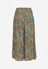 Renee - Zielone Spodnie Culottes z Bawełnianej Tkaniny Ozdobione Wzorem Paisley Gwinamas. Kolor: zielony. Materiał: bawełna, tkanina. Wzór: aplikacja, paisley. Styl: wakacyjny #7
