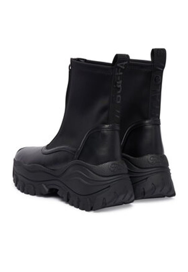 Buffalo Botki Lola Front Zip 1270140 Czarny. Kolor: czarny. Materiał: skóra