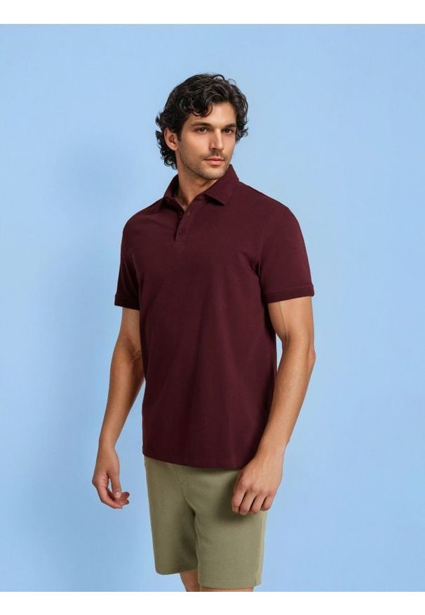 Sinsay - Koszulka polo - bordowy. Typ kołnierza: polo. Kolor: czerwony