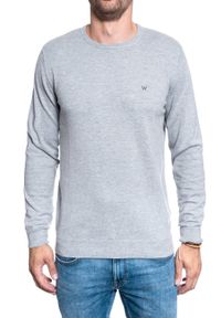 Wrangler - SWETER MĘSKI WRANGLER CREWNECK KNIT MID GREY MEL W8A02PX37 112132350