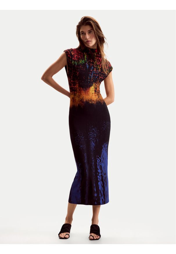 Desigual Sukienka koktajlowa Psicho Animal 26SWVK41 Kolorowy Slim Fit. Materiał: wiskoza. Wzór: kolorowy. Styl: wizytowy