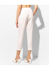 LE TRICOT PERUGIA - Białe lniane spodnie. Kolor: biały. Materiał: len