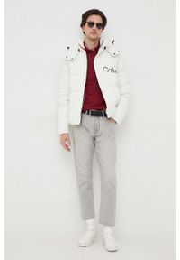 Calvin Klein Jeans kurtka męska kolor biały zimowa. Kolor: biały. Materiał: włókno, materiał. Wzór: nadruk. Sezon: zima #4