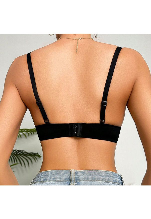 Intica - Biustonosz z elastycznymi miseczkami dla dużych dekoltów Grith. Kolor: czarny. Materiał: materiał, skóra