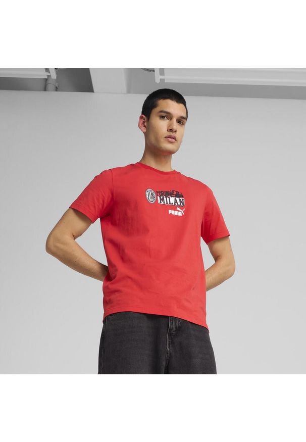 Puma - Męska koszulka AC Milan ftblNRGY PUMA For All Time Red Black. Kolor: czerwony, wielokolorowy, czarny. Materiał: guma. Długość rękawa: raglanowy rękaw. Wzór: nadruk. Sport: piłka nożna