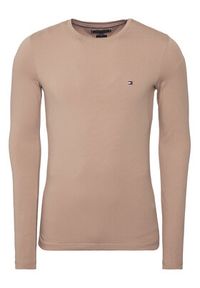 TOMMY HILFIGER - Tommy Hilfiger Longsleeve MW0MW10804 Beżowy Slim Fit. Kolor: beżowy. Materiał: bawełna. Długość rękawa: długi rękaw #4