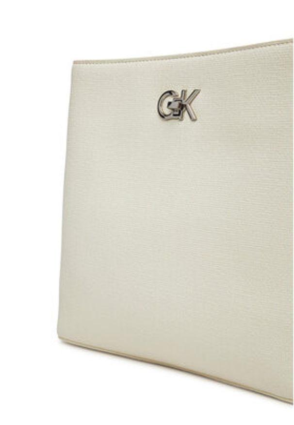 Calvin Klein Torebka Ck Bucket Bag_Tex K60K613179 Biały. Kolor: biały. Materiał: skórzane