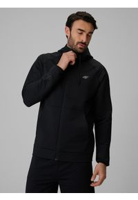4f - 4F Bluza treningowa regular z kapturem męska - czarna L. Typ kołnierza: kaptur. Kolor: czarny. Długość rękawa: raglanowy rękaw #1