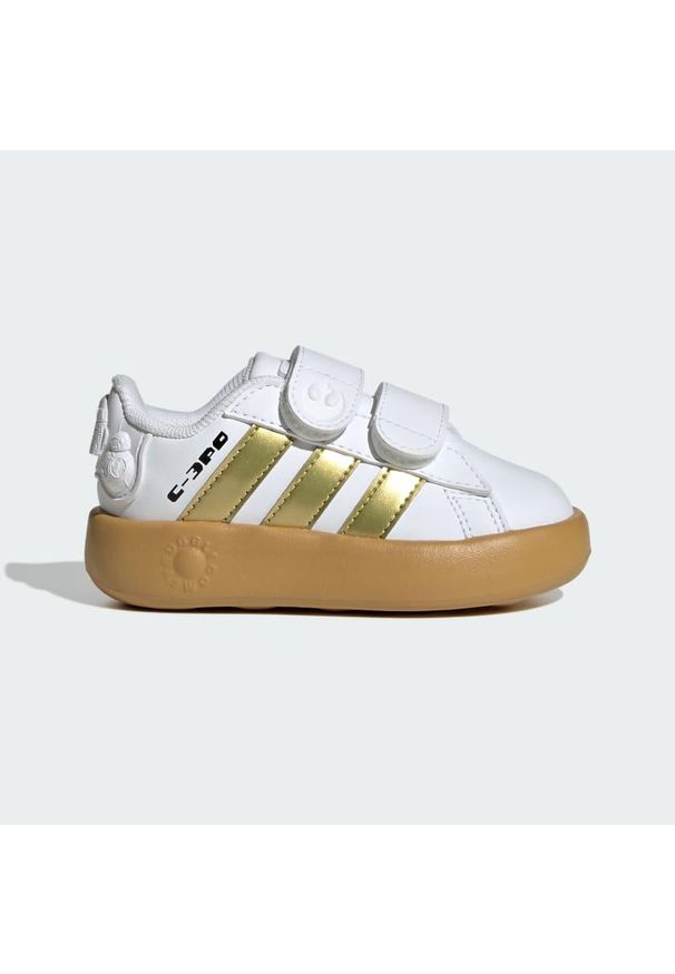 Buty Adidas Star Wars Grand Court 2.0 Infants. Kolor: wielokolorowy, żółty, brązowy, biały, zielony. Wzór: motyw z bajki. Sport: tenis