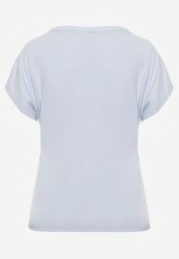 Born2be - Niebieski T-shirt z Wiskozy z Trójkątnym Dekoltem Achiore. Okazja: na co dzień. Kolor: niebieski. Materiał: wiskoza. Styl: casual, klasyczny #2