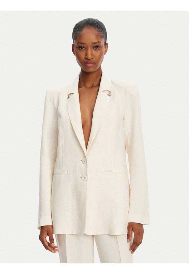 Patrizia Pepe Marynarka 2S1524 A052 B823 Écru Regular Fit. Kolor: kremowy. Materiał: wiskoza