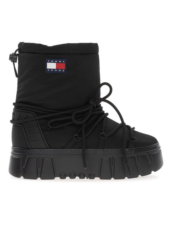 TOMMY HILFIGER - Buty Tommy Jeans Hybrid Boot EN0EN02601-BDS - czarne. Kolor: czarny. Materiał: jeans. Szerokość cholewki: normalna. Sezon: zima