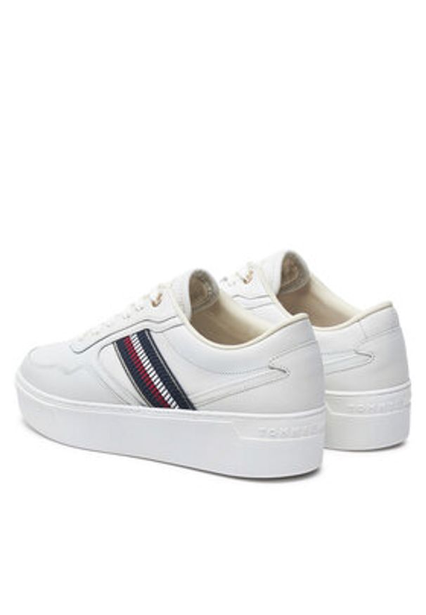 TOMMY HILFIGER - Tommy Hilfiger Sneakersy FW0FW08348 Biały. Kolor: biały. Materiał: skóra