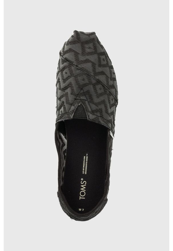 Toms espadryle Alpargata kolor czarny. Kolor: czarny. Materiał: materiał. Obcas: na obcasie. Wysokość obcasa: niski