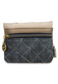 Granatowa Kompaktowa Portmonetka Damska Anekke. Kolor: niebieski. Materiał: materiał. Wzór: aplikacja #6