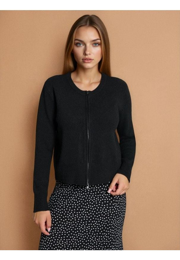 Sinsay - Sweter na zamek - czarny. Kolor: czarny