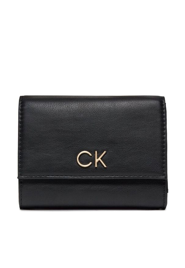 Calvin Klein Duży Portfel Damski Re-Lock Trifold Md K60K608994 Czarny. Kolor: czarny. Materiał: skóra