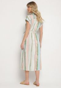 Born2be - Niebieska Sukienka z Wiskozy o Koszulowym Kroju z Wiązanym Paskiem Iffira. Okazja: na co dzień, na spotkanie biznesowe. Typ kołnierza: kołnierzyk klasyczny. Kolor: niebieski. Materiał: wiskoza. Typ sukienki: koszulowe. Styl: biznesowy, casual, elegancki, klasyczny #6