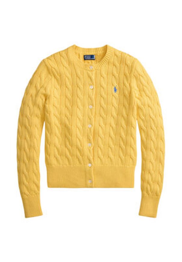 Polo Ralph Lauren Kardigan 211971868507 Żółty ciemny Slim Fit. Typ kołnierza: polo. Kolor: żółty. Materiał: bawełna