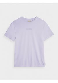 outhorn - T-shirt z haftem męski - fioletowy. Kolor: fioletowy. Materiał: dzianina, materiał, bawełna. Wzór: haft