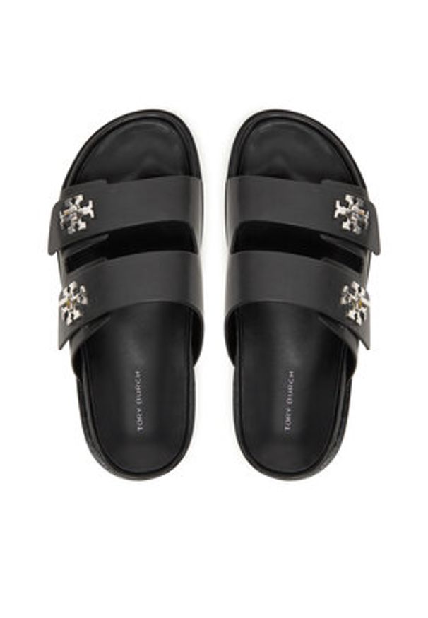 Tory Burch Klapki T Lock Sport Slide 175640 Czarny. Kolor: czarny. Materiał: skóra. Styl: sportowy