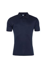 JUST COOL - Męska Gładka Koszulka Polo. Typ kołnierza: polo. Kolor: niebieski. Wzór: gładki #1