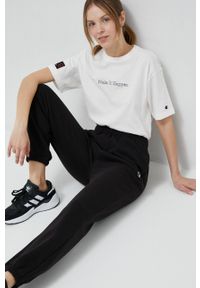 Champion spodnie dresowe kolor czarny gładkie. Kolor: czarny. Materiał: dresówka. Wzór: gładki