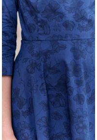 Marie Zélie - Sukienka Galatea Tarsia granatowa. Kolor: niebieski. Materiał: bawełna, satyna, skóra, materiał #4