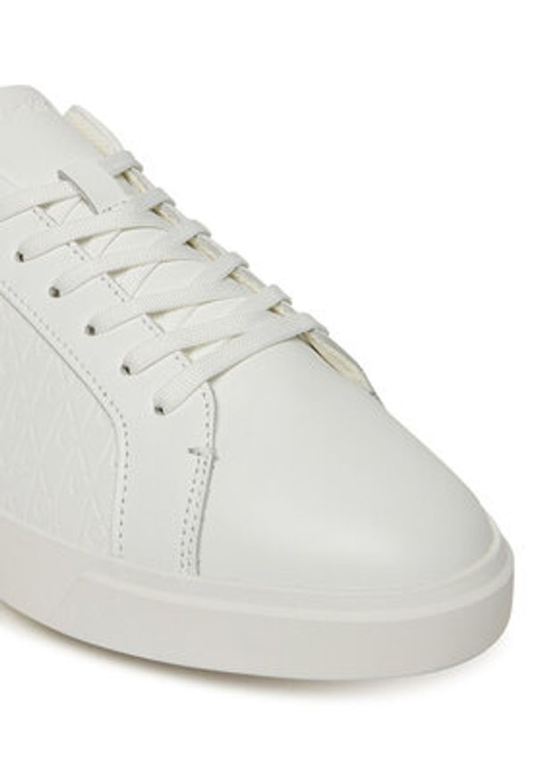 Calvin Klein Sneakersy Low Pro Cups Lace Up Lth Aop HW0HW02817 Biały. Kolor: biały. Materiał: skóra