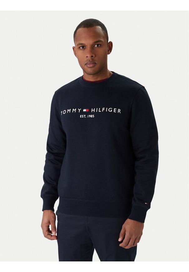 TOMMY HILFIGER - Tommy Hilfiger Bluza Logo MW0MW11596 Granatowy Regular Fit. Kolor: niebieski. Materiał: bawełna