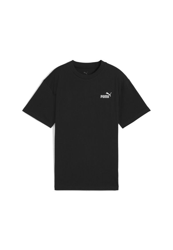 Puma - Młodzieżowa luźna koszulka ESS z małym logo No. 1 PUMA. Kolor: czarny. Materiał: prążkowany. Wzór: haft. Sport: joga i pilates
