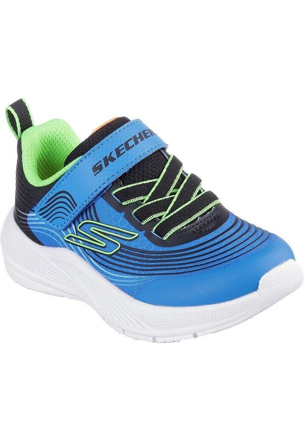 skechers - Buty do chodzenia niemowlęce Skechers Microspec Advance. Kolor: niebieski. Materiał: materiał, syntetyk. Szerokość cholewki: normalna. Sport: turystyka piesza
