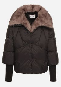 Born2be - Czarna Zimowa Kurtka Pikowana z Futrzanym Kołnierzem i Wysokimi Ściągaczami Tilastra. Okazja: na spotkanie biznesowe, do pracy, na co dzień. Kolor: czarny. Materiał: futro. Długość: krótkie. Sezon: zima. Styl: casual, biznesowy #6