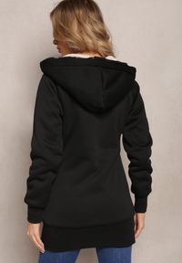 Renee - Czarna Długa Bluza z Ocieplaną Podszewką i Taśmami z Napisami Filioppa. Kolor: czarny. Materiał: dzianina. Długość: długie. Wzór: napisy. Sezon: zima #5
