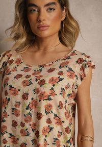 Renee - Brązowa Kwiatowa Bluzka z Bawełny Ulosirenia. Okazja: na co dzień. Kolor: brązowy. Materiał: bawełna. Wzór: kwiaty. Styl: elegancki, casual #3