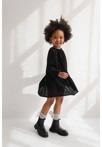 Marsala - MINI Sukienka bambusowa w kolorze TOTALLY BLACK - ELENA-116-122 (6-7). Kolor: czarny. Materiał: bawełna, materiał, tkanina. Długość rękawa: długi rękaw. Wzór: gładki. Długość: mini