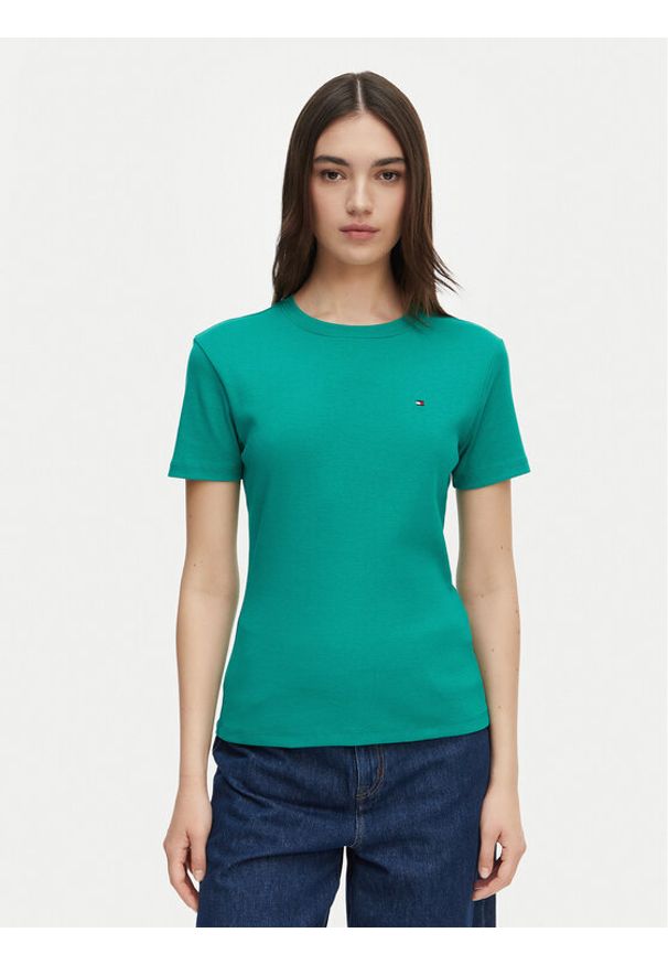 TOMMY HILFIGER - Tommy Hilfiger T-Shirt New Cody WW0WW40587 Zielony Slim Fit. Kolor: zielony. Materiał: bawełna