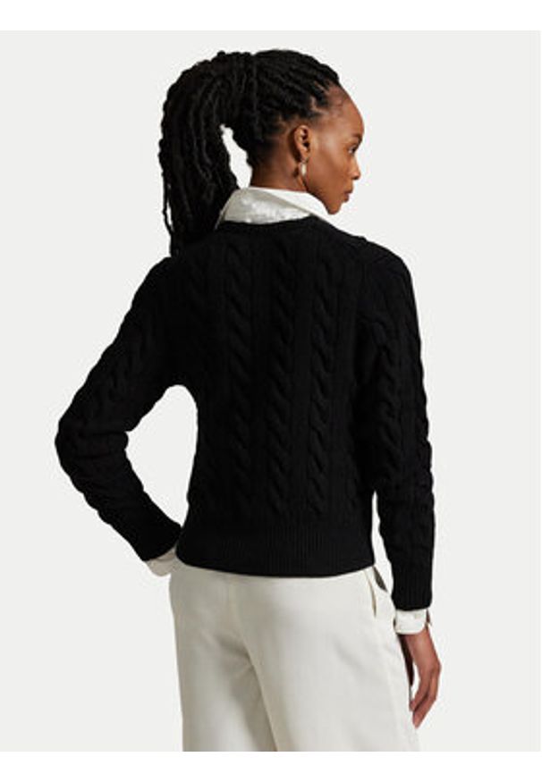 Polo Ralph Lauren Kardigan 211972104005 Czarny Slim Fit. Typ kołnierza: polo. Kolor: czarny. Materiał: wełna