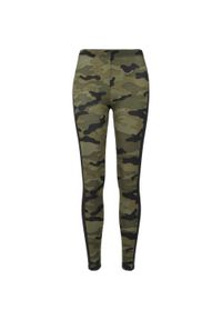 Urban Classics - Damskie Legginsy W Prążki Camo. Kolor: brązowy, wielokolorowy, zielony. Wzór: prążki