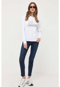 Guess bluza damska kolor biały z aplikacją. Kolor: biały. Wzór: aplikacja. Styl: klasyczny #5